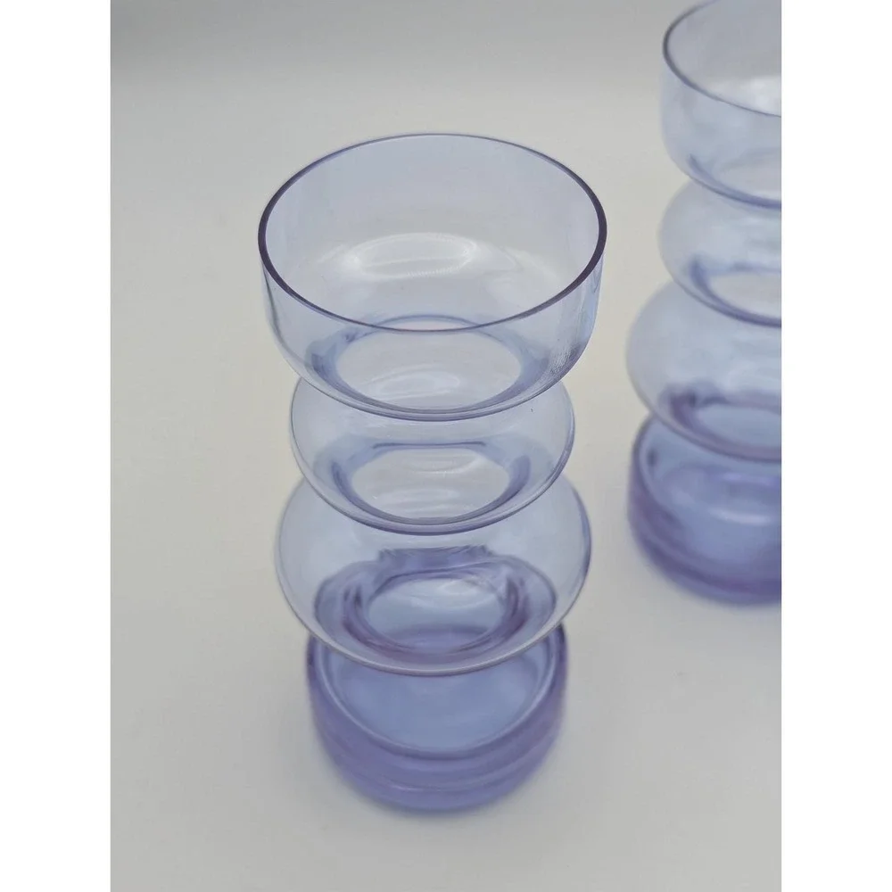 Set of 3 Lavender Purple Bubble Glass Vases Mid Century Modern Stacked Bud Vases